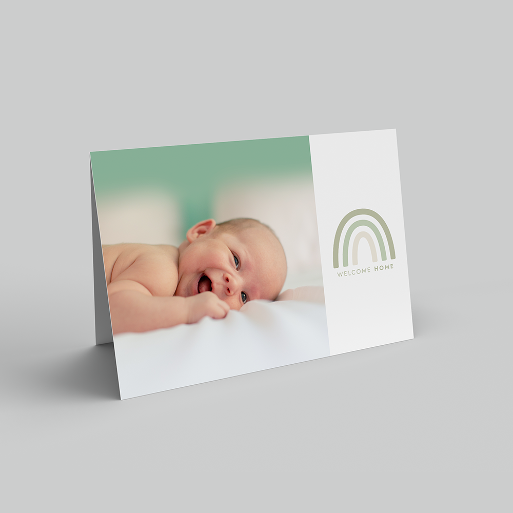 Rainbow Green Baby Announcement Landscape