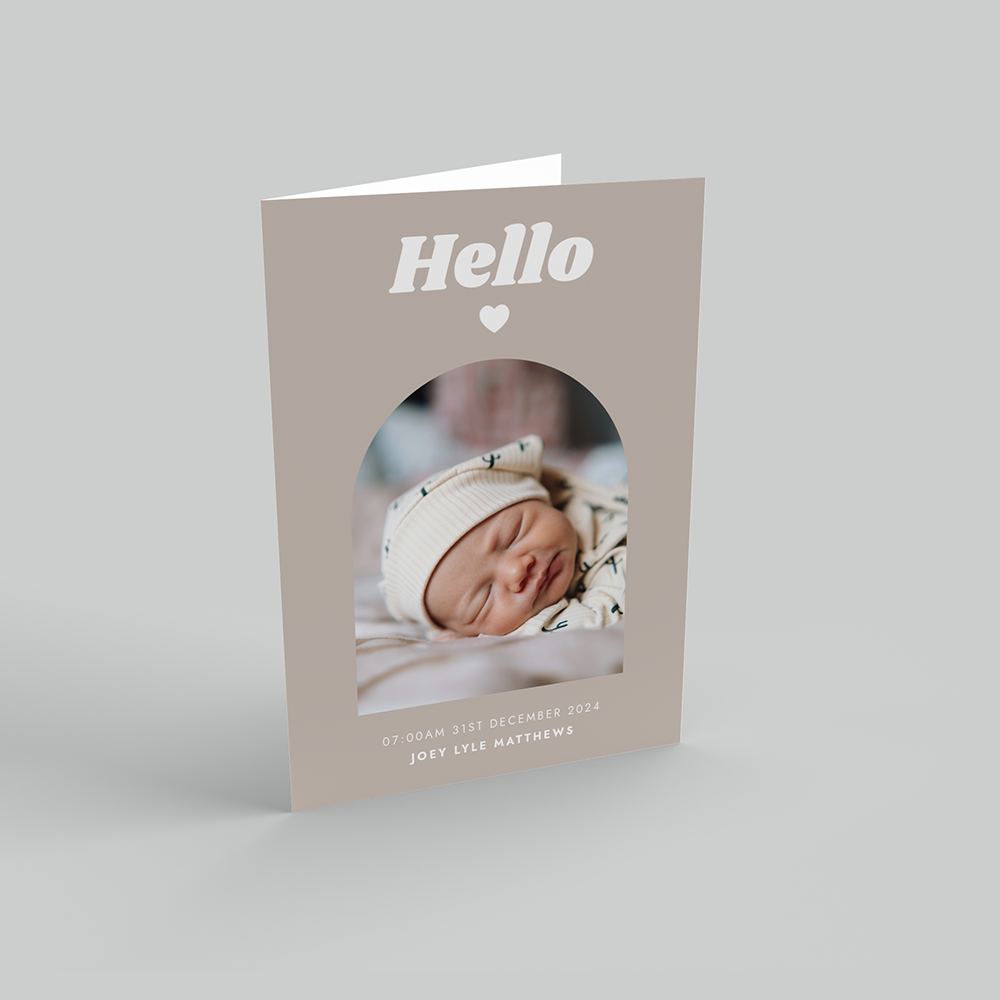 Beige Arch Announcement Portrait