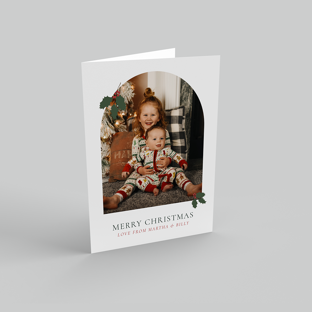 White Arch with Holly Christmas Portrait