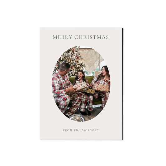 Beige Oval Christmas Portrait