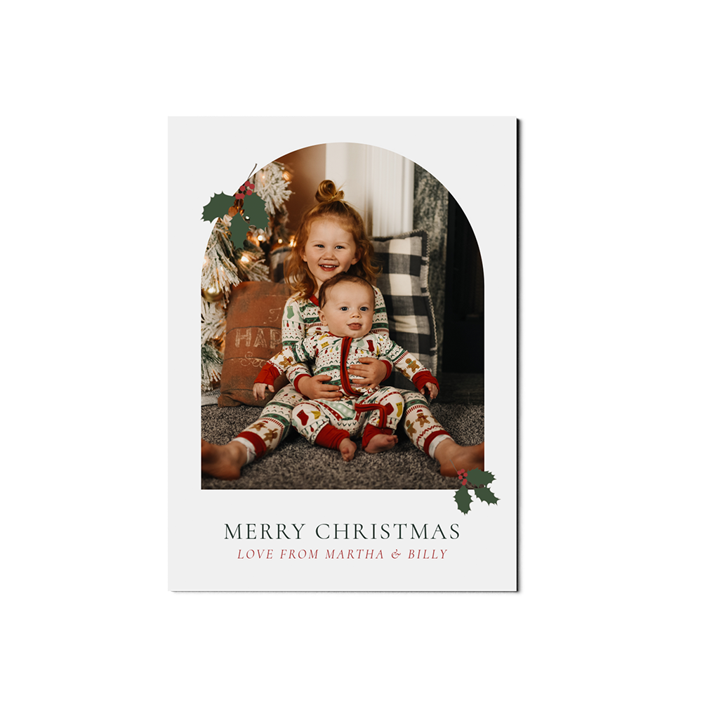 White Arch with Holly Christmas Portrait