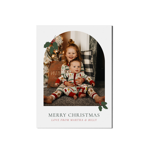 White Arch with Holly Christmas Portrait