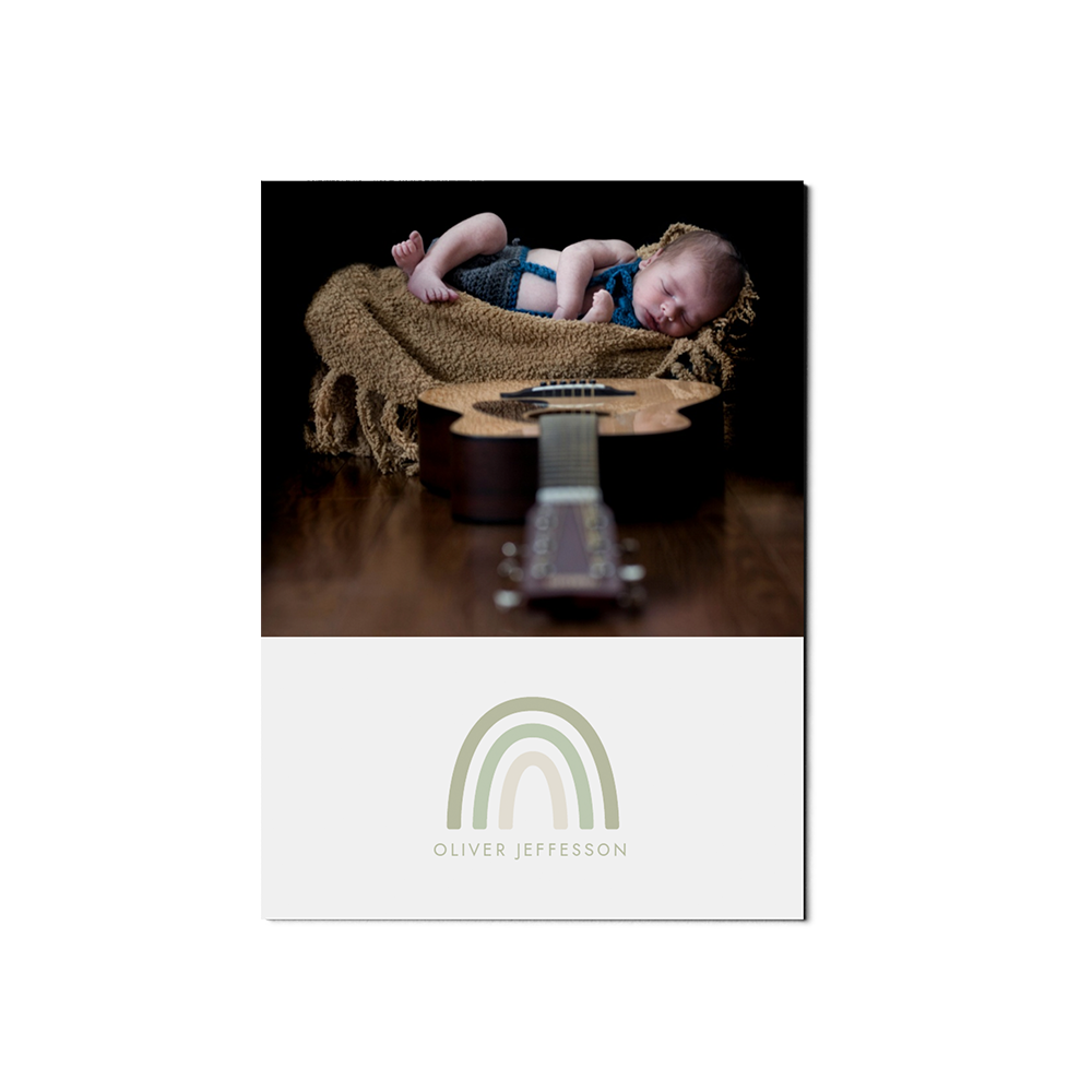 Rainbow Green Baby Announcement Portrait