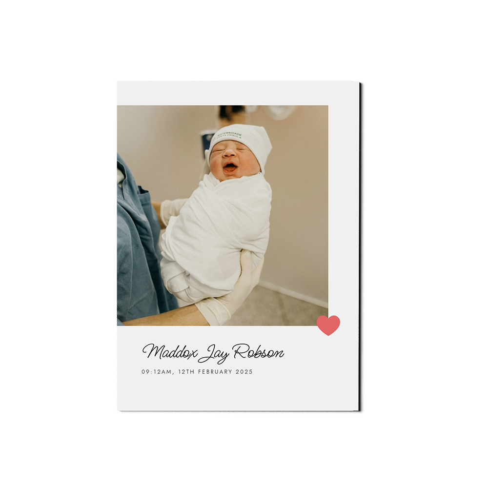 Single Red Heart Baby Announcement Portrait