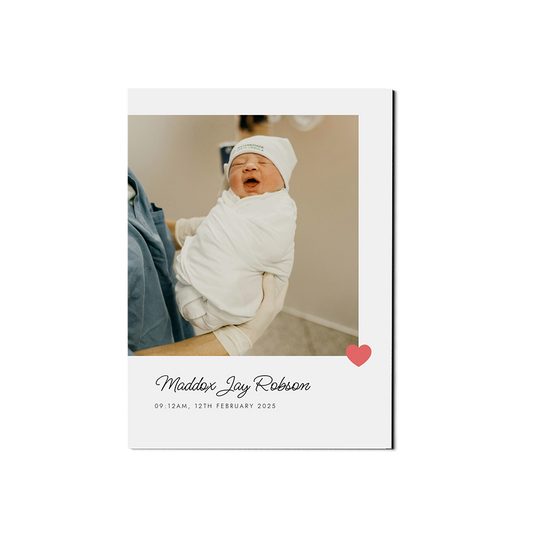 Single Red Heart Baby Announcement Portrait