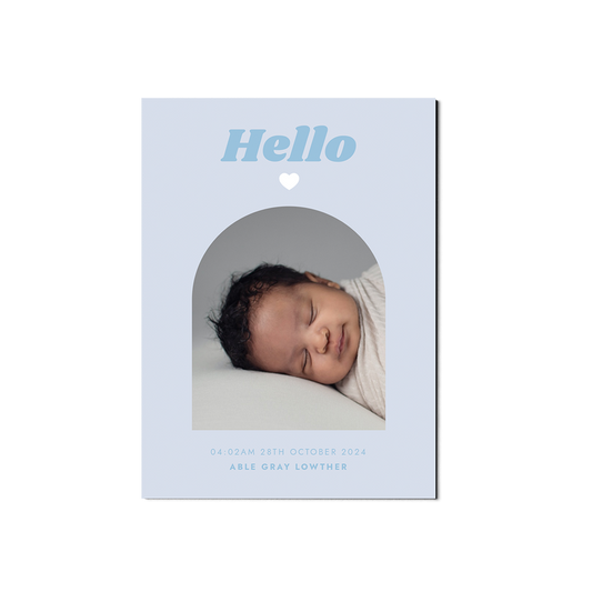 Blue Arch Baby Announcement Portrait