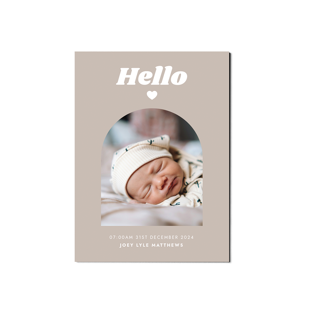 Beige Arch Announcement Portrait