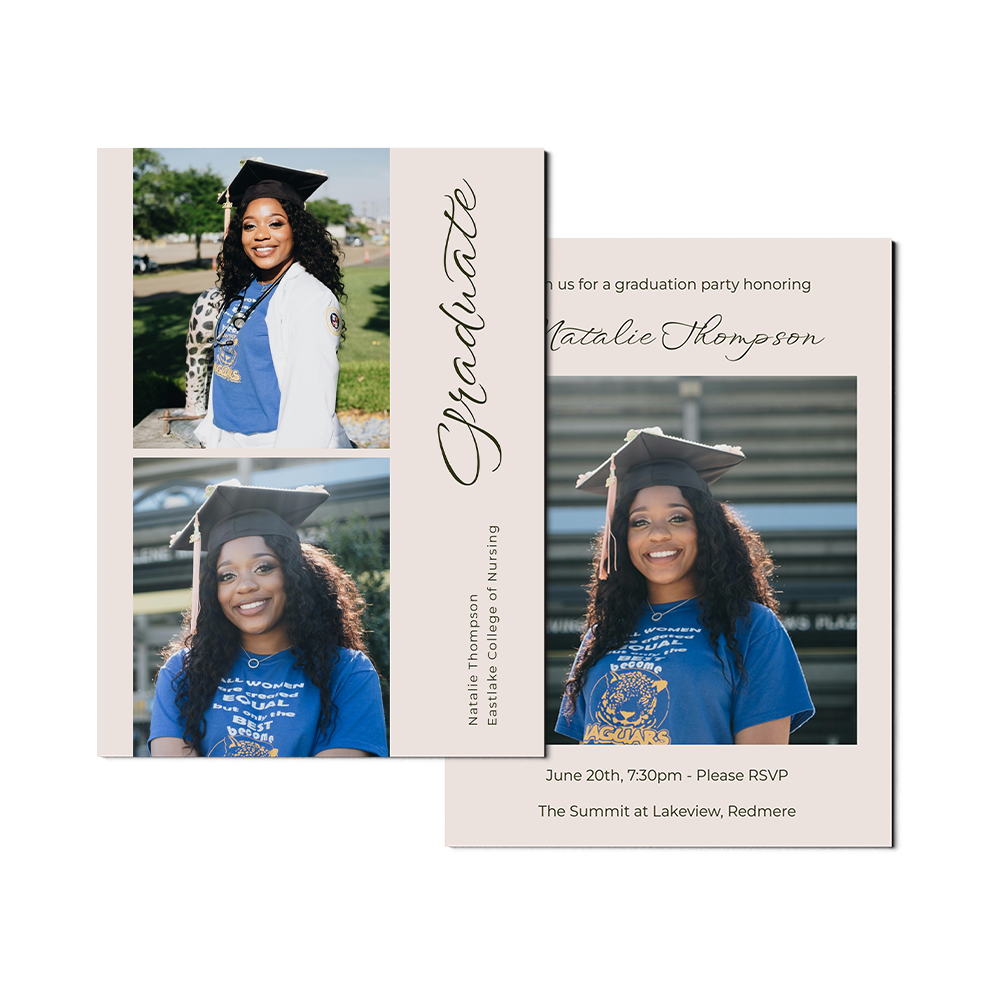 Soft Calligraphy Graduation Announcement Portrait