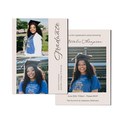 Soft Calligraphy Graduation Announcement Portrait