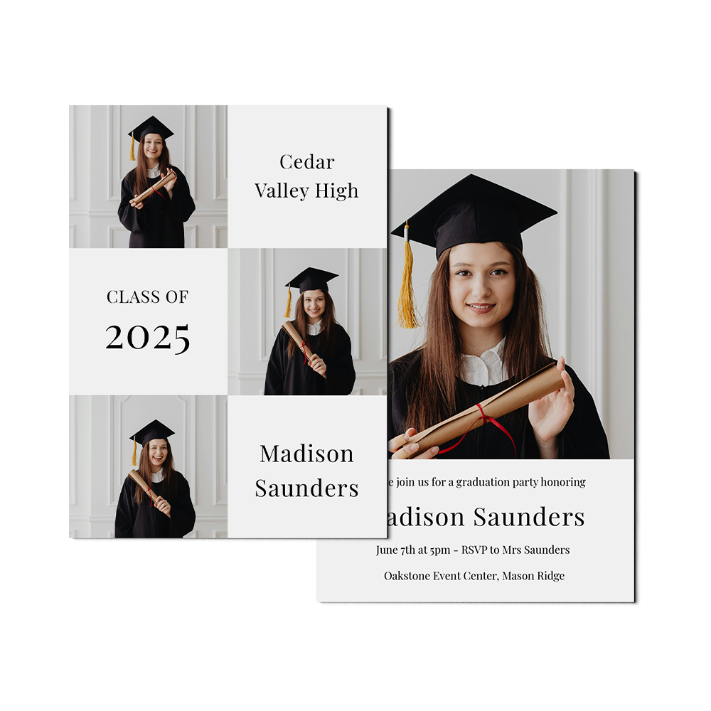 Classic 3 Photo Graduation Announcement Portrait