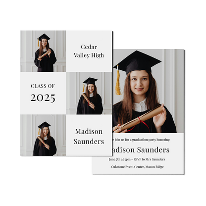 Classic 3 Photo Graduation Announcement Portrait