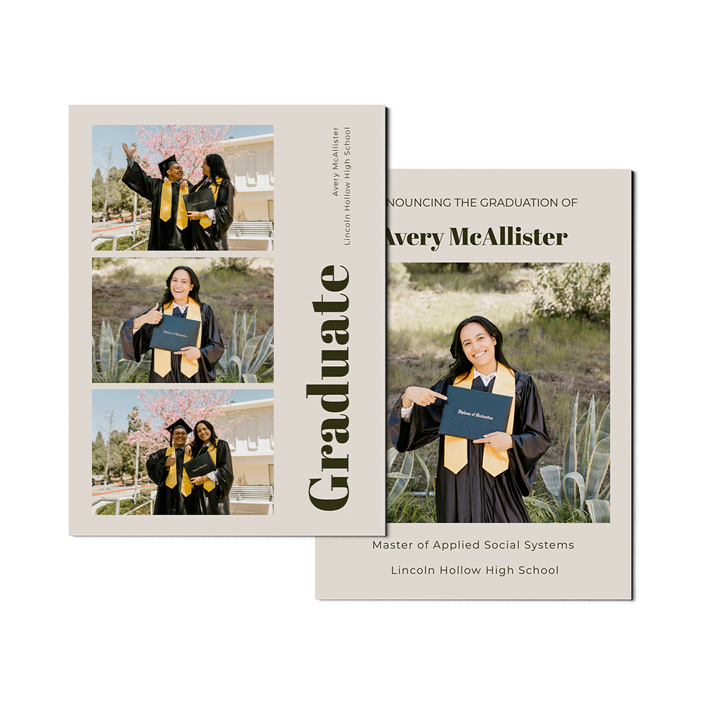 Neutral 3 Photo Graduation Announcement Portrait