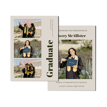 Neutral 3 Photo Graduation Announcement Portrait
