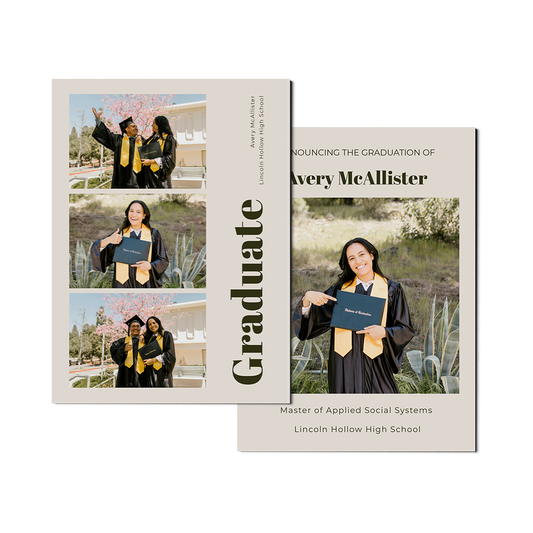 Neutral 3 Photo Graduation Announcement Portrait