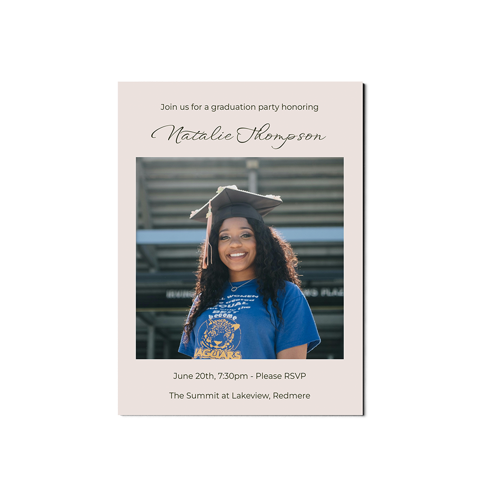 Soft Calligraphy Graduation Announcement Portrait