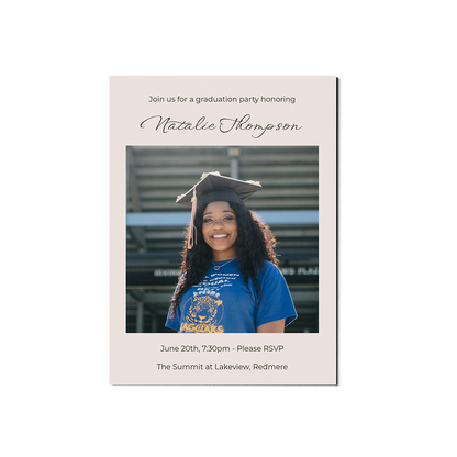 Soft Calligraphy Graduation Announcement Portrait
