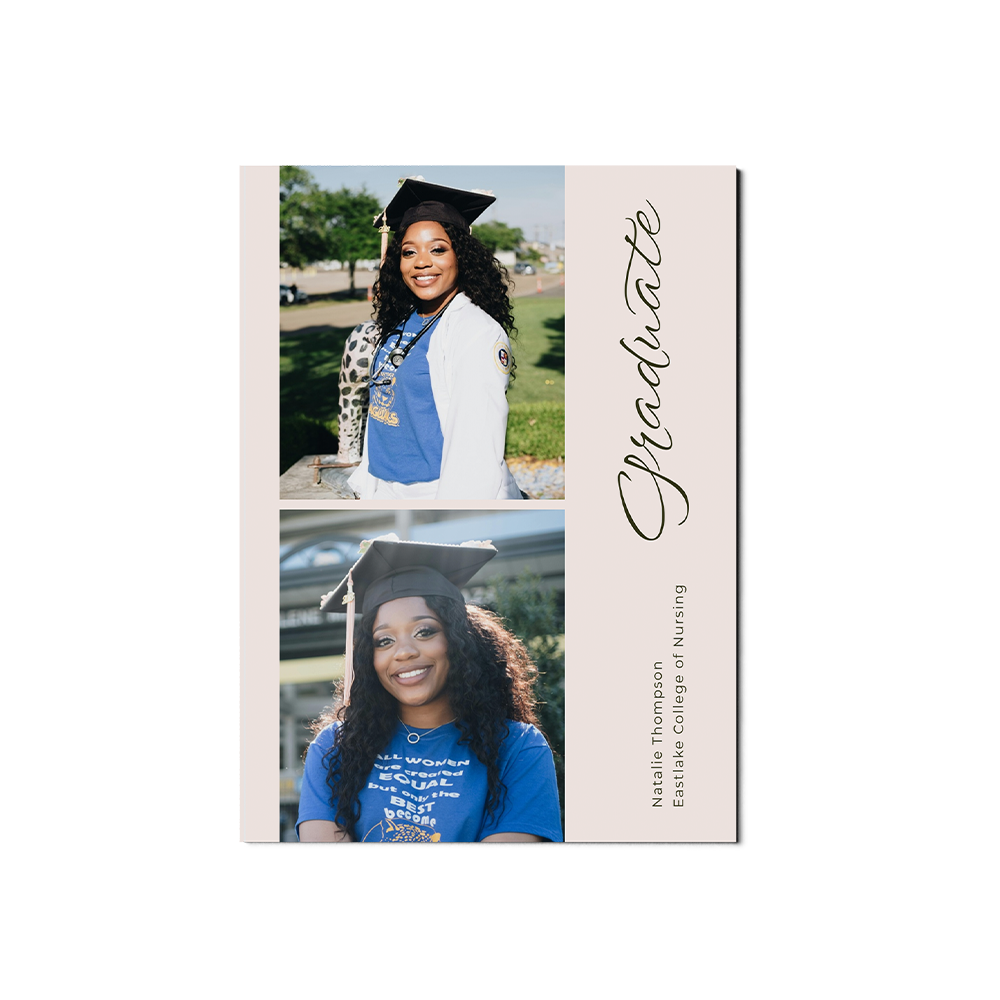Soft Calligraphy Graduation Announcement Portrait