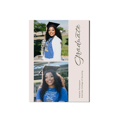 Soft Calligraphy Graduation Announcement Portrait