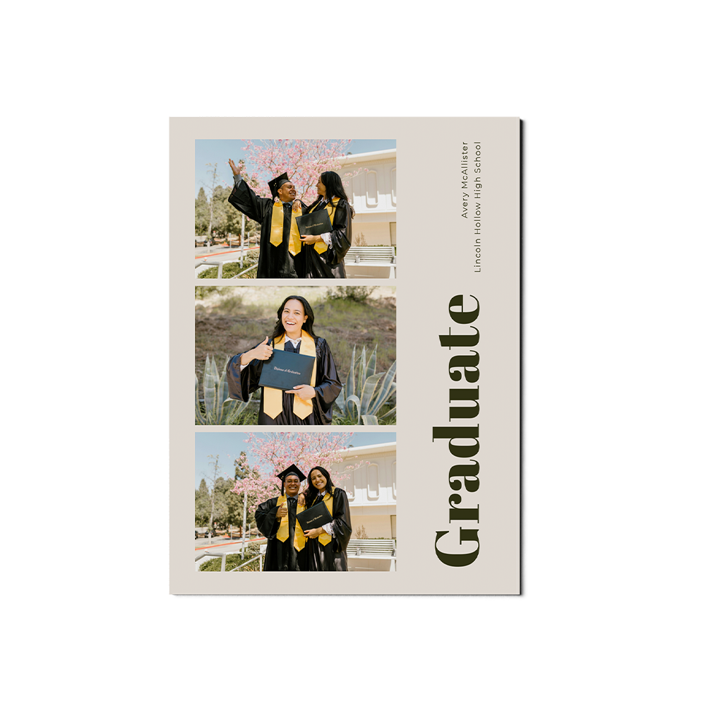 Neutral 3 Photo Graduation Announcement Portrait