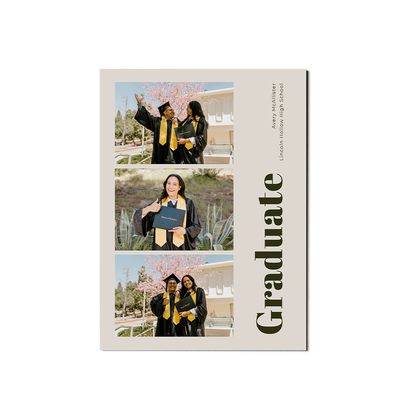 Neutral 3 Photo Graduation Announcement Portrait