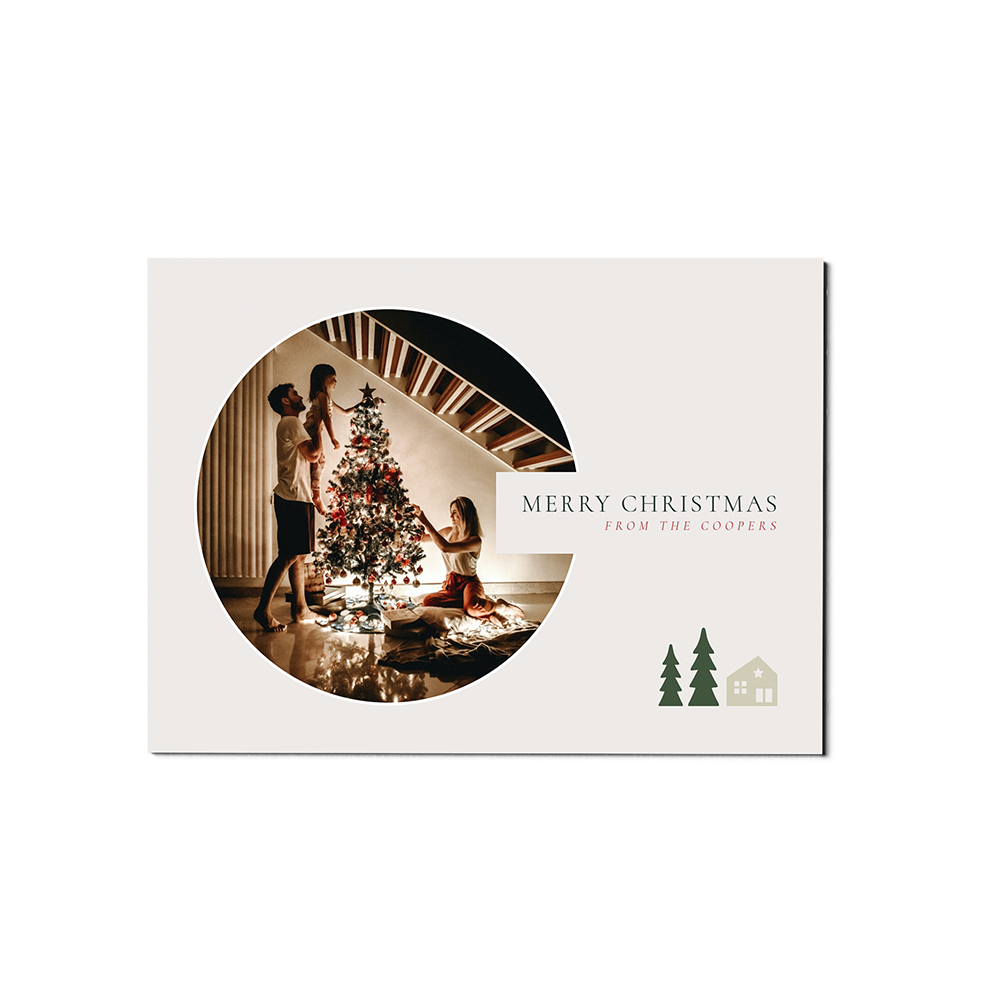 Beige Circle Christmas Landscape