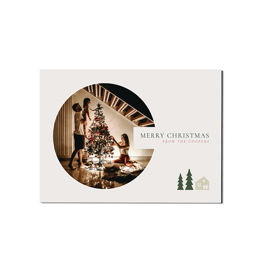 Beige Circle Christmas Landscape