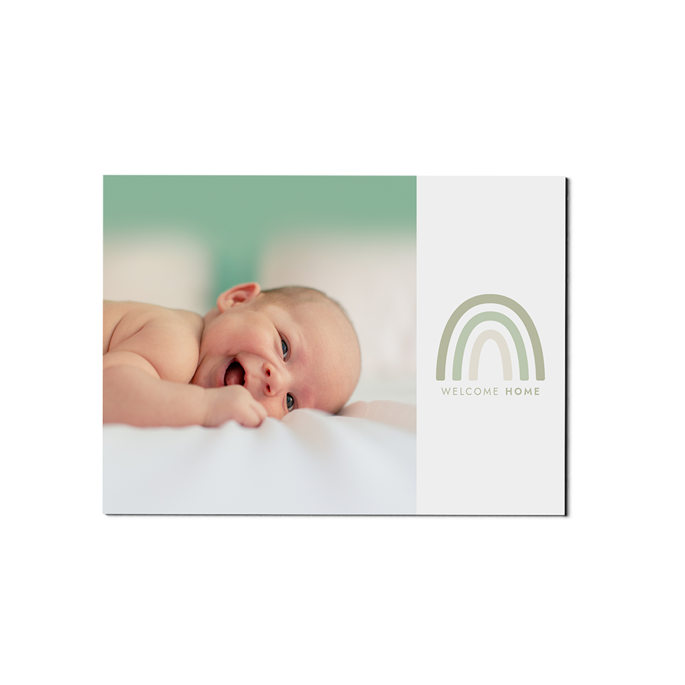 Rainbow Green Baby Announcement Landscape