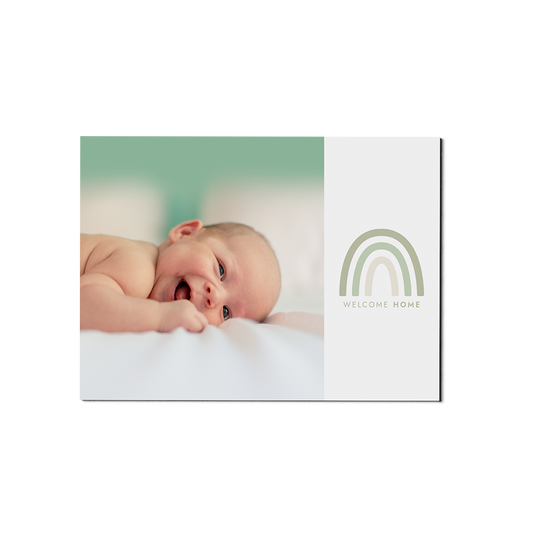 Rainbow Green Baby Announcement Landscape