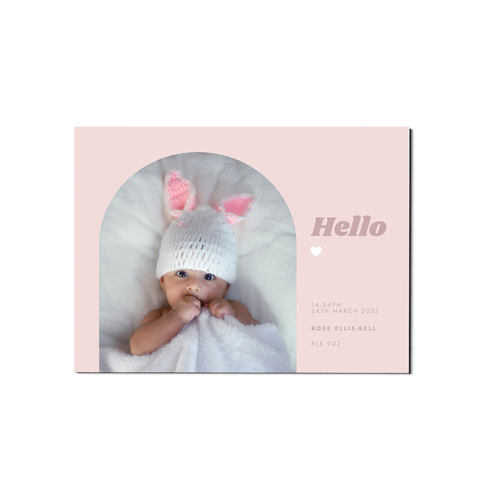 Pink Arch Baby Announcement Landscape