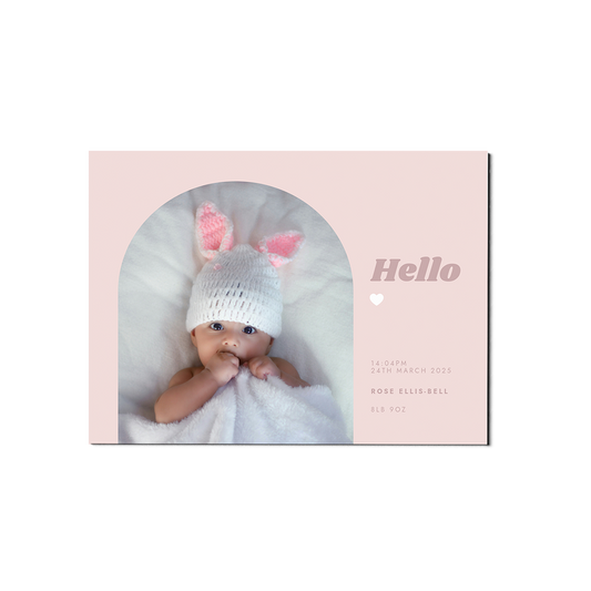 Pink Arch Baby Announcement Landscape