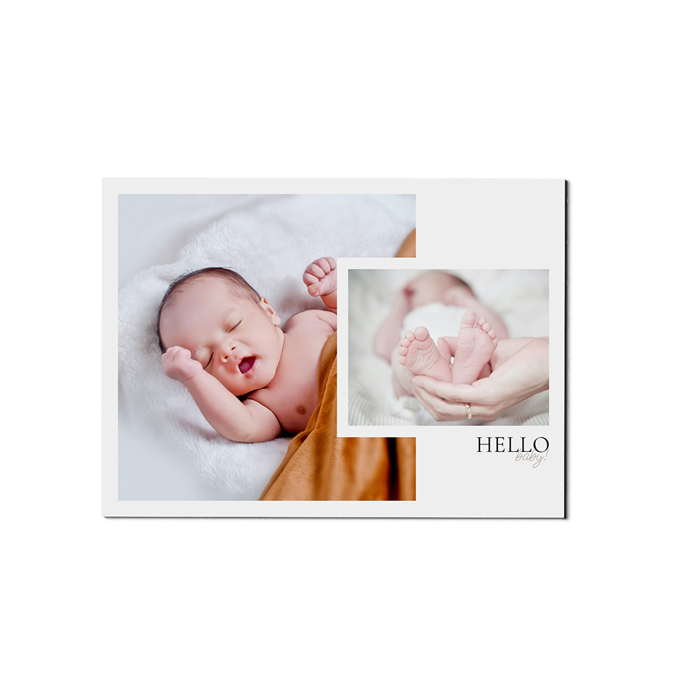 White Double Baby Announcement Landscape