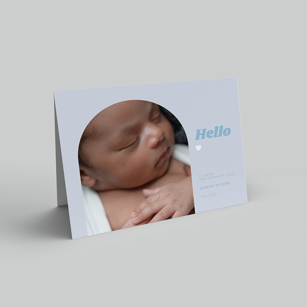 Blue Arch Baby Announcement Landscape