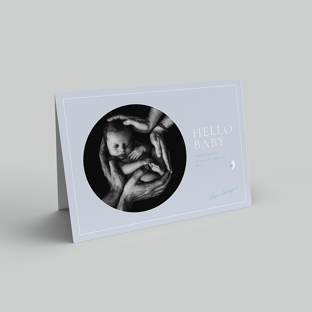 Blue Circle Baby Announcement Landscape