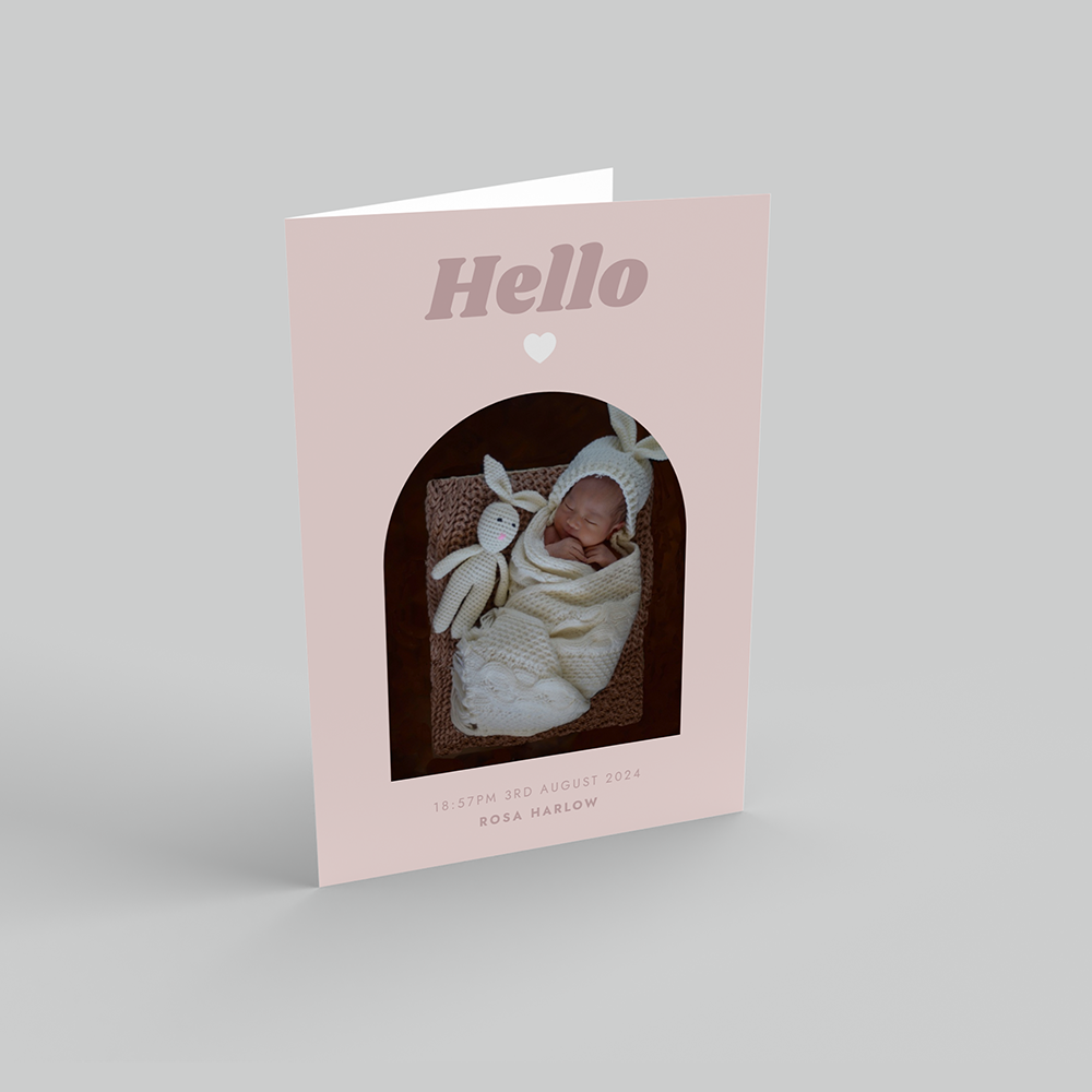 Pink Arch Baby Announcement Portrait