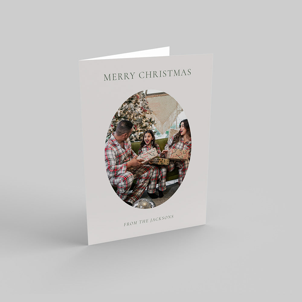 Beige Oval Christmas Portrait